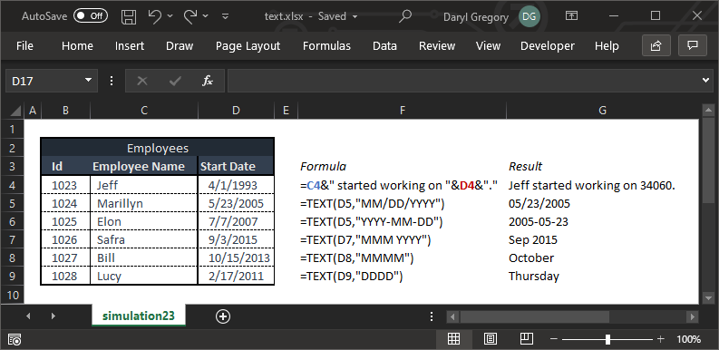 Excel Function TEXT()